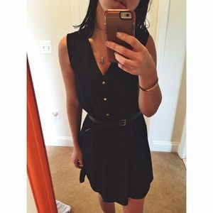 H&M size 6 black gold button loose dress w pockets