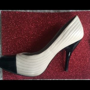 Black and white heels