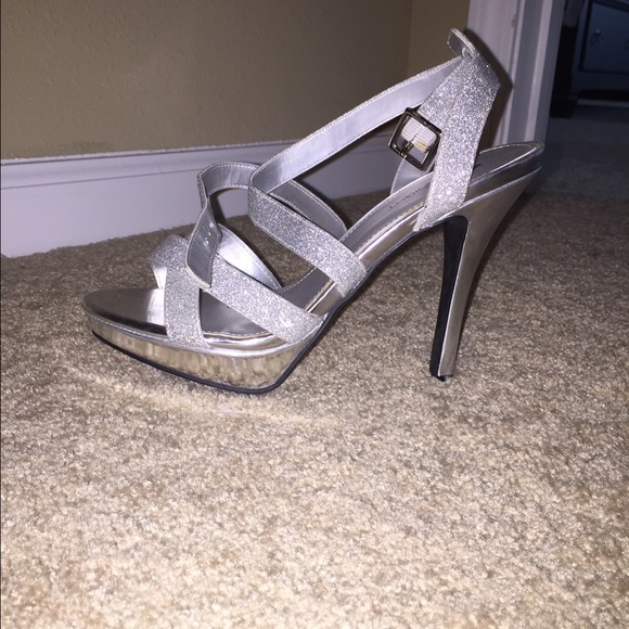Silver sparkle high heels