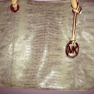 Gray MK handbag with beige Strap