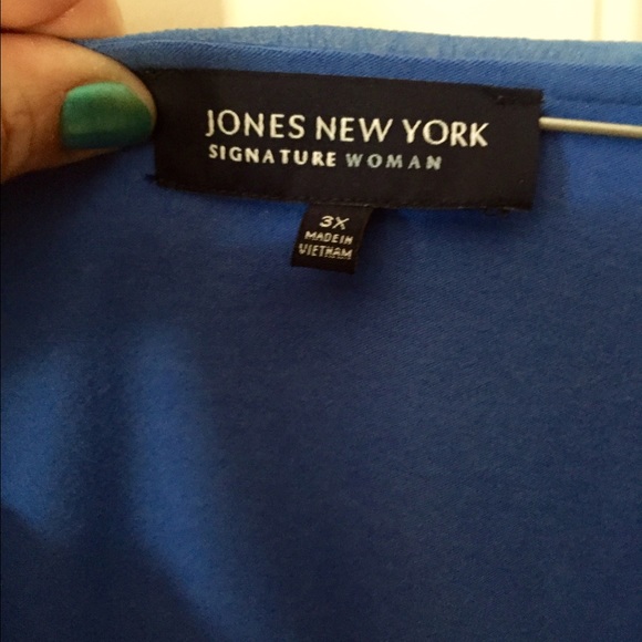 Jones New York Blue Ruffle Top - Picture 3 of 3