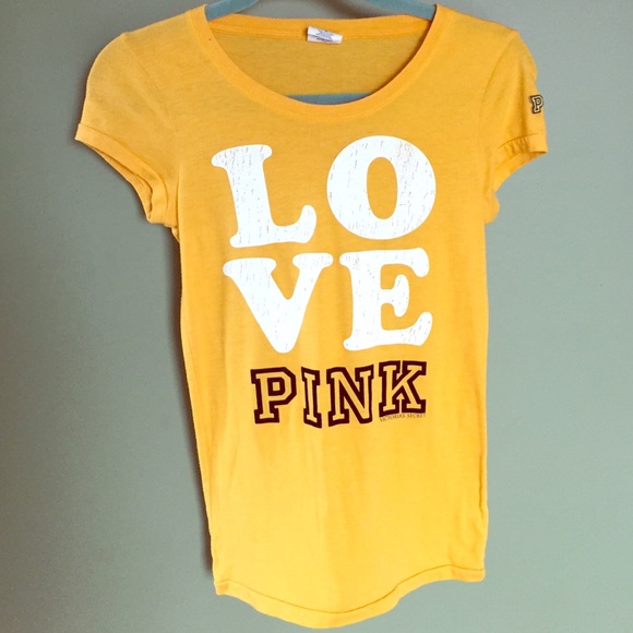 PINK Victoria's Secret yellow "love" T-shirt