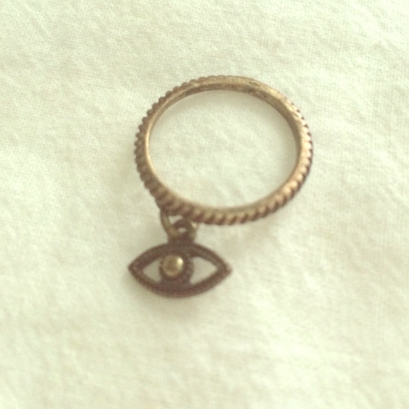 Evil Eye Brushed Gold Ring