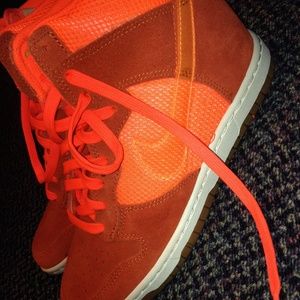 Neon Orange Nike Sneakers (with a wedge)