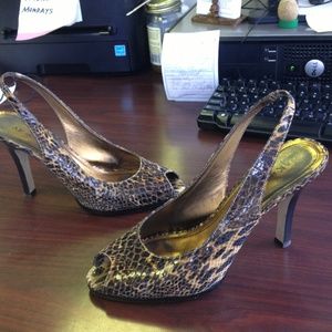 Anne Klein Leather Cheetah Print Heels