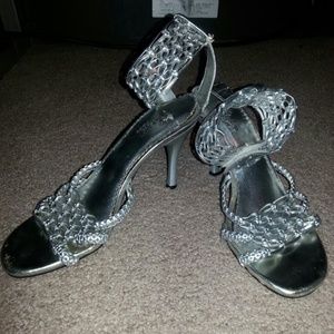Low silver heels