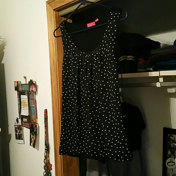 Black and white polka-dot tank