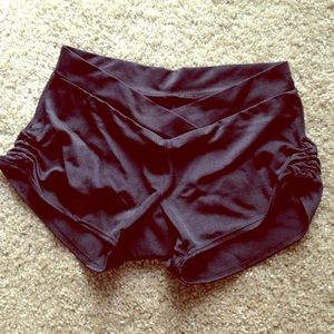 Spandex Black Shorts with V-cut & Sinched Sides