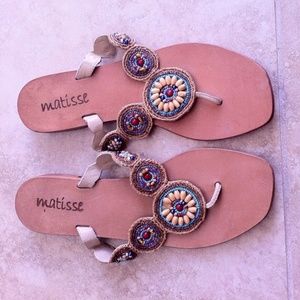 Leather Matisse Beaded Sandals