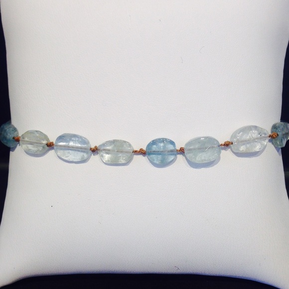 Bracelet Aquamarine on Silk Sterling Silver