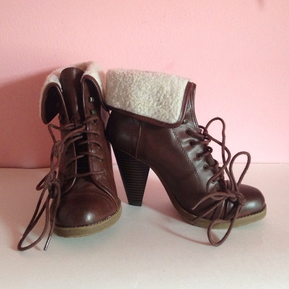 Mossimo Supply Co. Shoes - Lace up brown booties