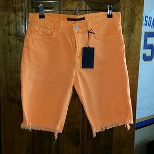NEON ORANGE CUTOFF shorts