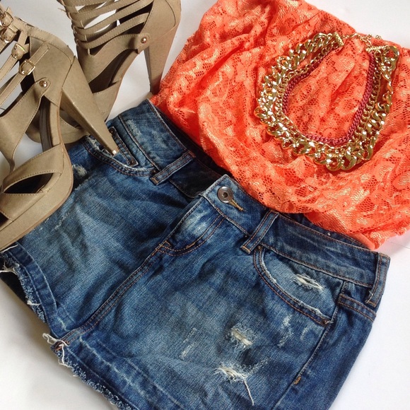[BOGO 50%] Bullhead Distressed Denim Mini Skirt