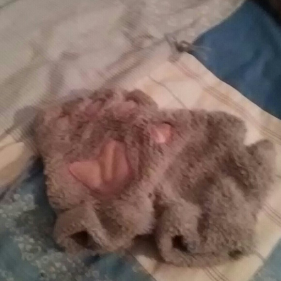 Gray paw finger gloves