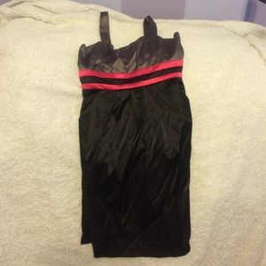 satin, spaghetti strapped dress