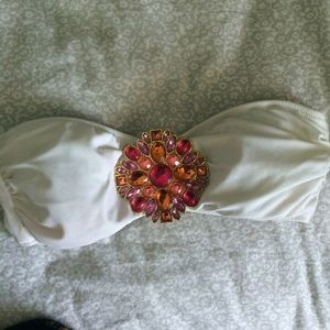 White Jeweled Victoria Secret Bathing Suit Top