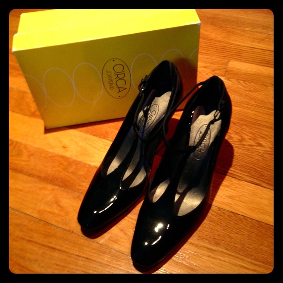 T-Strap Patent Pumps