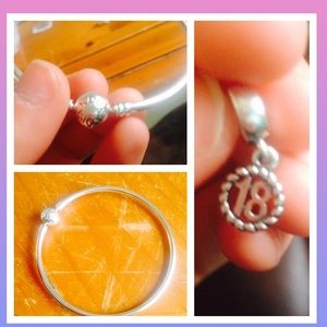 Pandora bangle and 18 charm