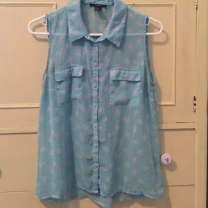 sheer collared bunny blouse