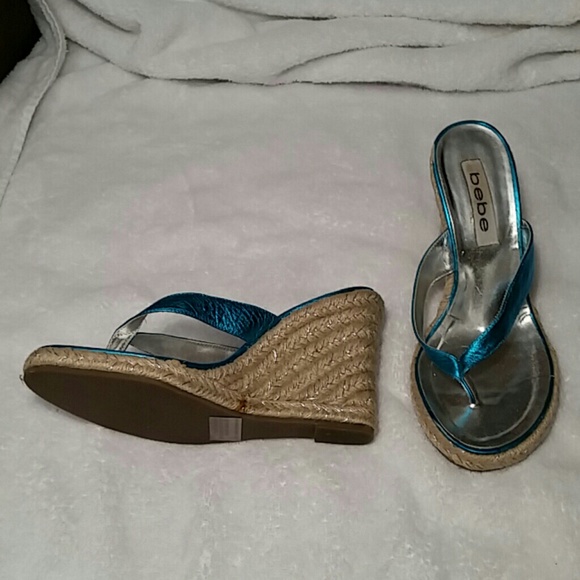 Bebe wedge flip flops