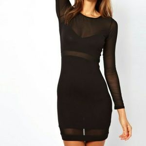 PRICE ⬇ ASOS Mesh Cut Out Long Sleeve Mini Dress