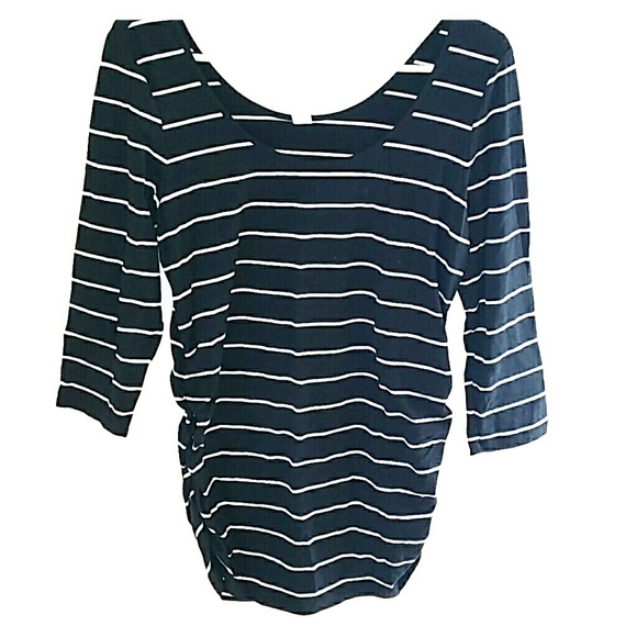 Black and white striped maternity top