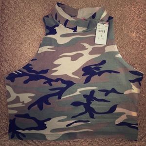 Green camo crop top from Body Central