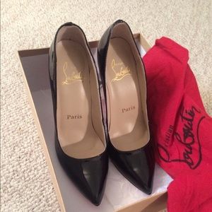 Black patent leather 4 inch Christian louboutins