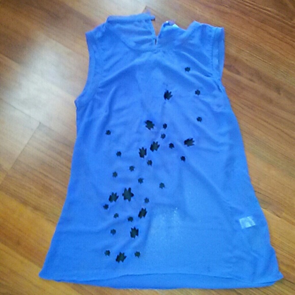 "Sold"Simply Vera wang blue high low blouse - Picture 2 of 3