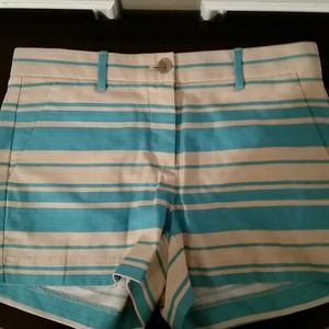 NWOT Turquoise and cream striped shorts