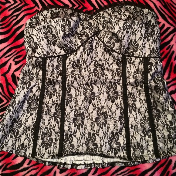 Black and White lace Bustier