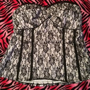 Black and White lace Bustier
