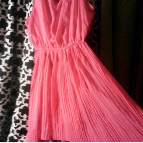 Pleated Pink Hi-Low dress