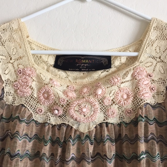 Whimsy Free People top with pink beading