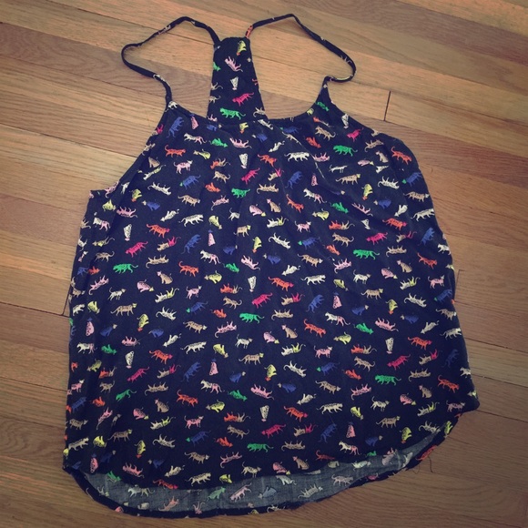 Black kitty print tank top