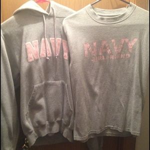Navy hoodie and t-shirt