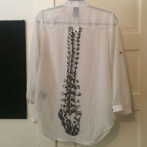 sheer blouse with skeleton detail