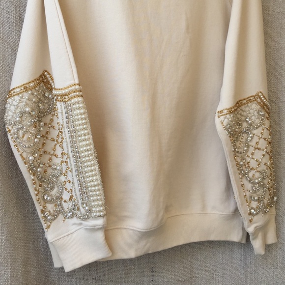 Zara Sweaters - Zara Bejeweled ivory sweater