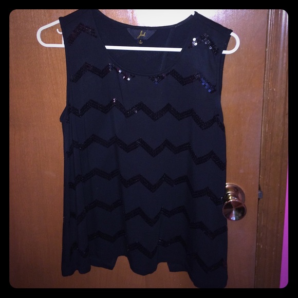 Black chevron sequin tank