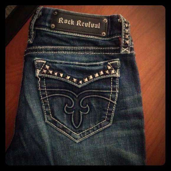 Rock Revival Cecilia Dark Studded Jeans 28