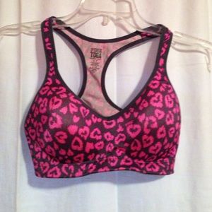 Pink push-up leopard print sports bra size small
