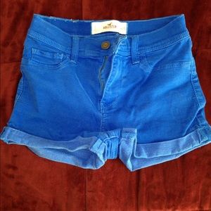 Hollister blue high-waisted shorts.