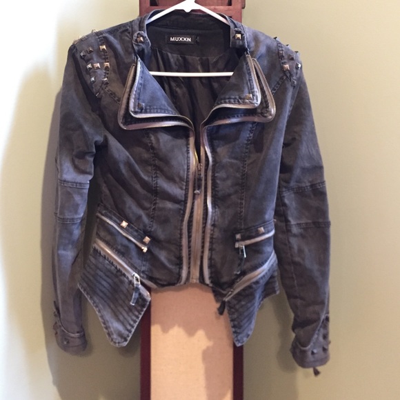 Charcoal grey Jean studded jacket