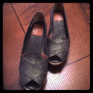 Tory Burch Peep Toe Wedges