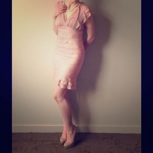 Fitted Pale Pink Ruffled Dress