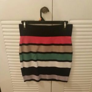 Striped raylon/spanex skirt