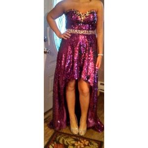 Mori Lee: size 12 , purple, high-low gown