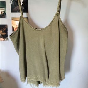 Free People Small green denim tank top