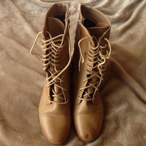 Beige Combat Boots