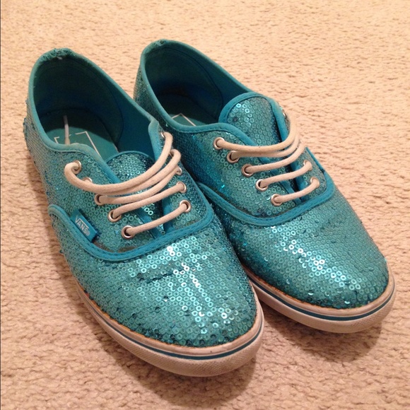 ADORABLE BRIGHT BLUE SEQUINED VANS!!